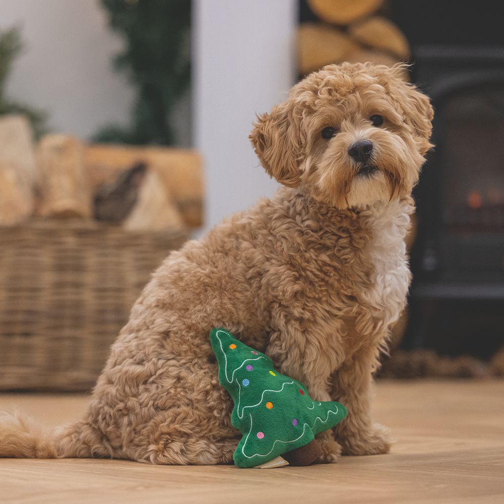 Beeztees XMAS Plüsch-Hundespielzeug Weihnachtsbaum 19 cm Kuscheltier Plüschtier