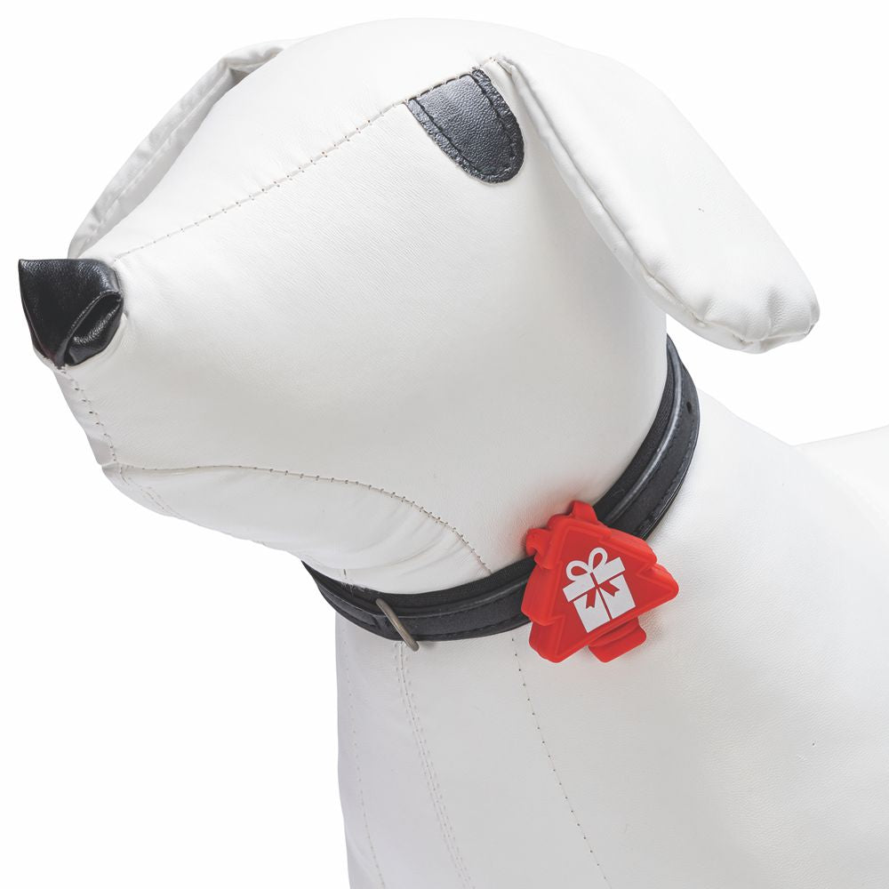Beeztees XMAS LED Leuchtanhänger & Schleife für Halsband - Silikon Blinklicht