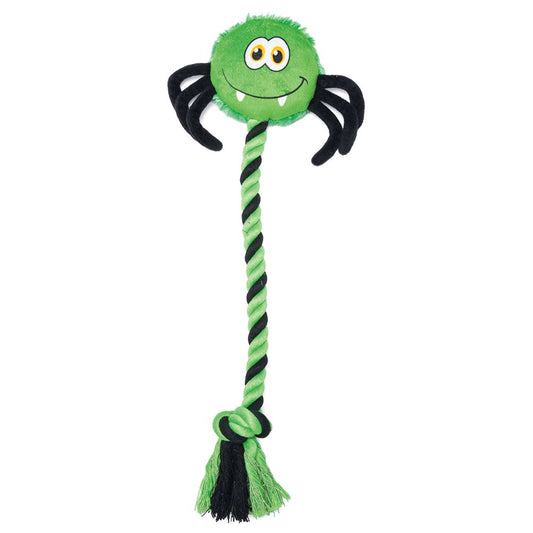 Beeztees HALLOWEEN Plüsch-Hundespielzeug Spinne - Kuscheltier mit Seil Squeaker