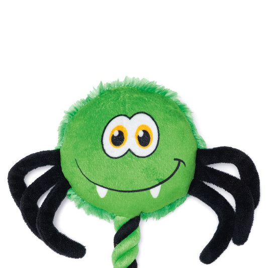 Beeztees HALLOWEEN Plüsch-Hundespielzeug Spinne - Kuscheltier mit Seil Squeaker