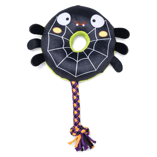 Beeztees HALLOWEEN Plüsch-Hundespielzeug Spinne - Kuscheltier Squeaker Seil