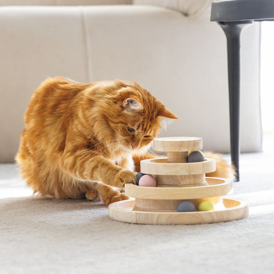 Designed by Lotte Katzenspielzeug MIA - Spielturm - 26 x 14 cm - Holz - 6 Kugeln
