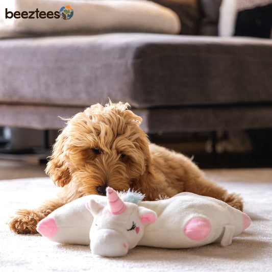 Beeztees Plüsch-Welpenspielzeug - EINHORN MON - wärmendes Puppy Plüschspielzeug