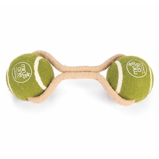 Beeztees Minus One Tennisball Duo mit Seil - Apportierspiel 2 Bälle für Hund