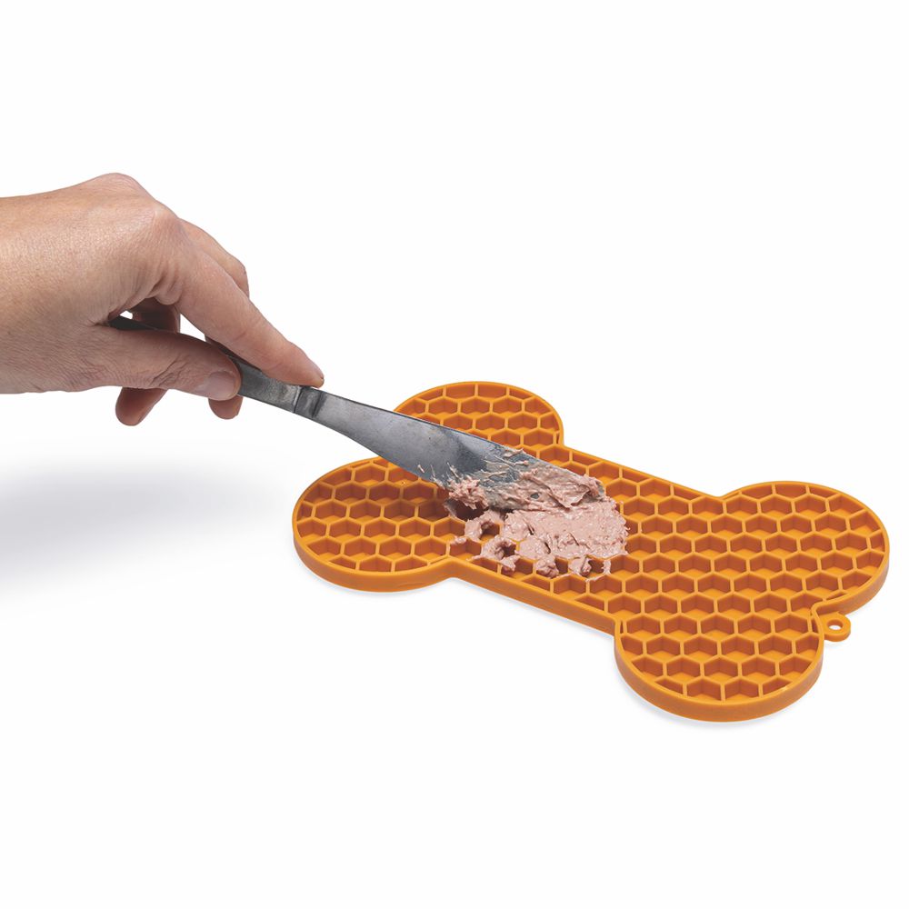 Beeztees Silikon Leckmatte Knochen - Hund Katze - Schleckmatte Anti-Schlingmatte