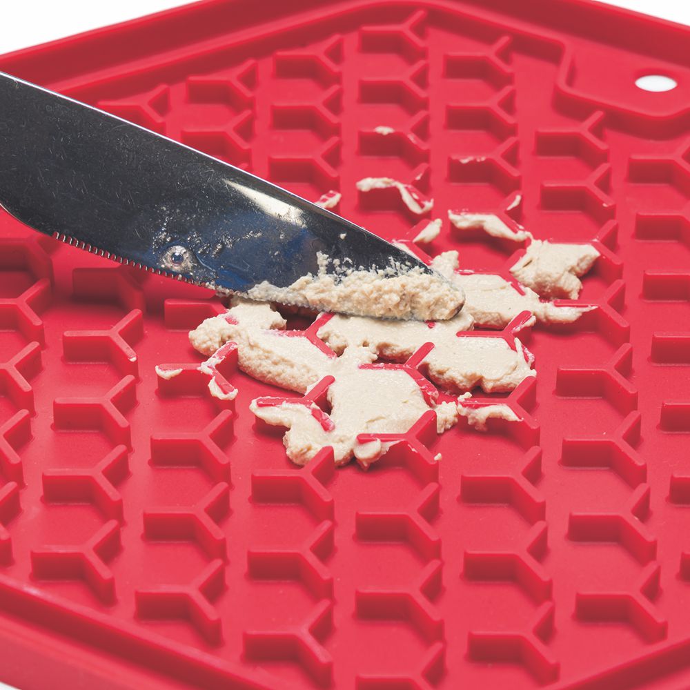 Beeztees Silikon Leckmatte Hexagon - Hund Katze - Schleckmatte Anti-Schlingmatte