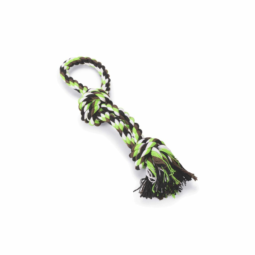 Beeztees Knotenseil mit Handschlaufe - Baumwoll-Seil Zerrspiel Spieltau Kauseil