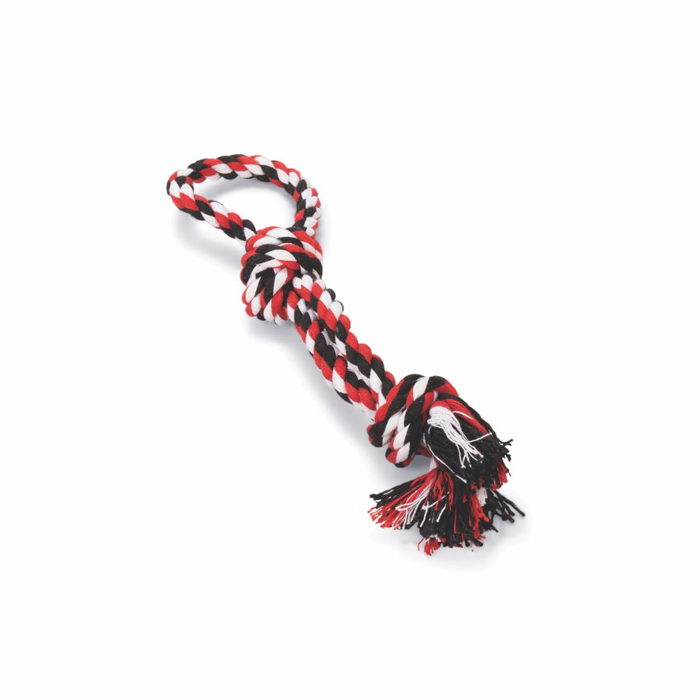 Beeztees Knotenseil mit Handschlaufe - Baumwoll-Seil Zerrspiel Spieltau Kauseil