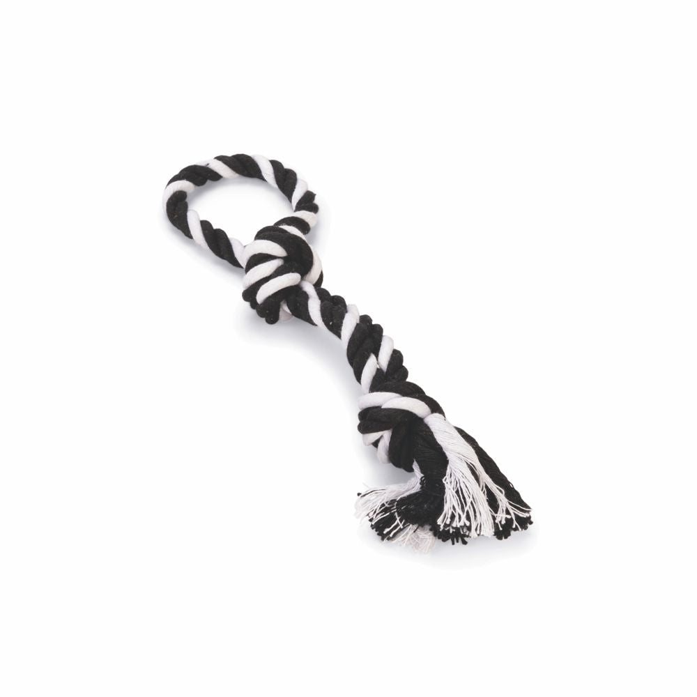 Beeztees Knotenseil mit Handschlaufe - Baumwoll-Seil Zerrspiel Spieltau Kauseil