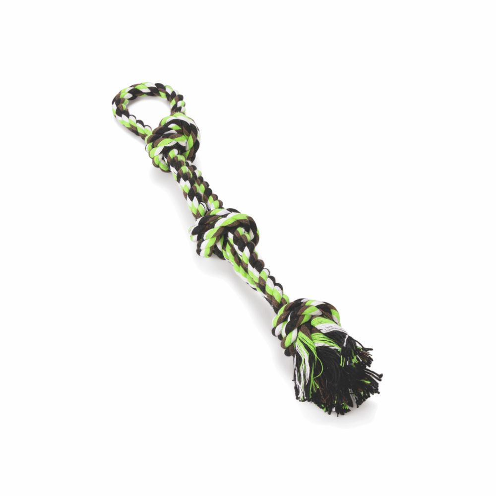 Beeztees Knotenseil mit Handschlaufe - Baumwoll-Seil Zerrspiel Spieltau Kauseil