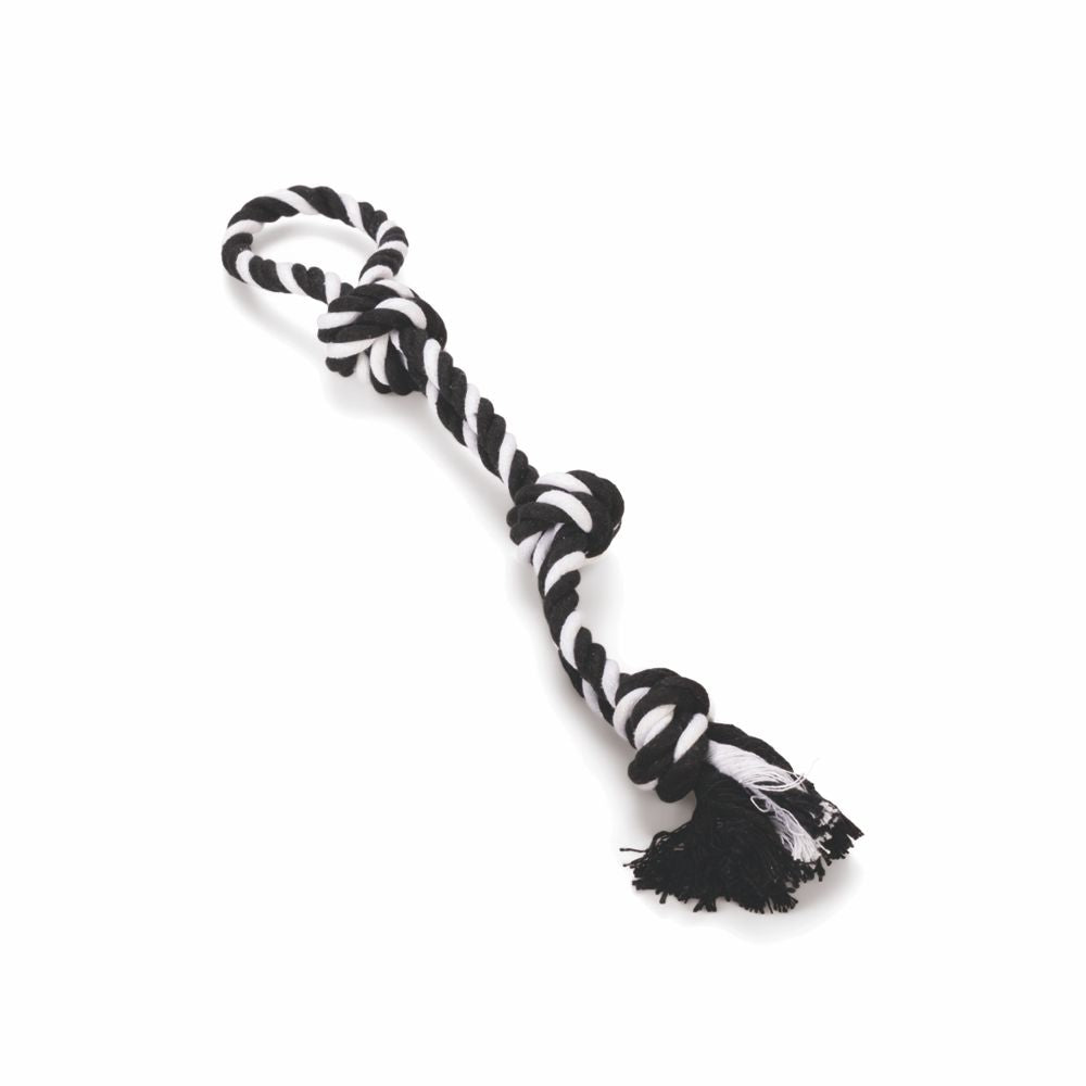 Beeztees Knotenseil mit Handschlaufe - Baumwoll-Seil Zerrspiel Spieltau Kauseil