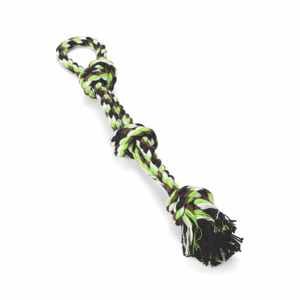 Beeztees Knotenseil mit Handschlaufe - Baumwoll-Seil Zerrspiel Spieltau Kauseil