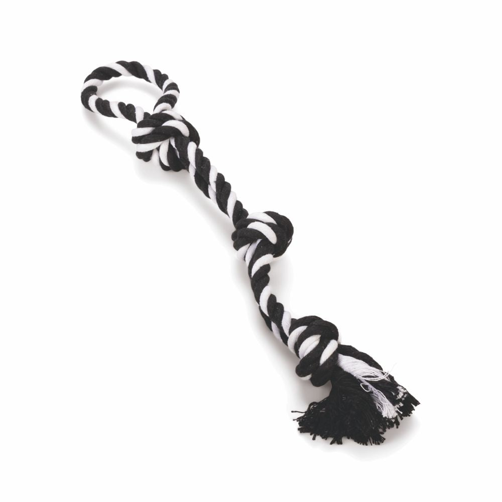 Beeztees Knotenseil mit Handschlaufe - Baumwoll-Seil Zerrspiel Spieltau Kauseil