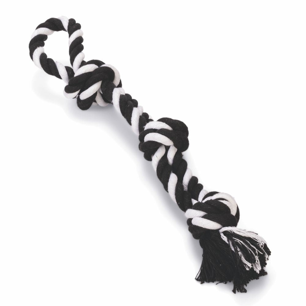 Beeztees Knotenseil mit Handschlaufe - Baumwoll-Seil Zerrspiel Spieltau Kauseil