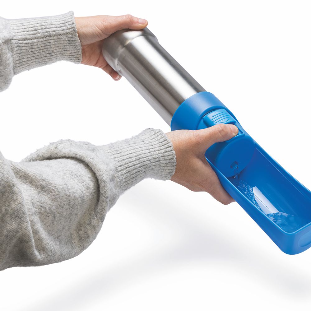 Beeztees Edelstahl-Trinkflasche - Wassernapf Reisenapf Wasserflasche unterwegs