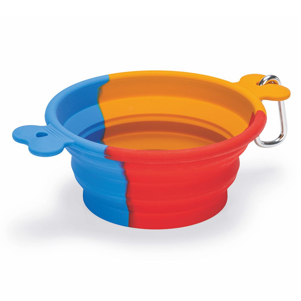 Beeztees Silikon-Reisenapf - rot/blau/orange