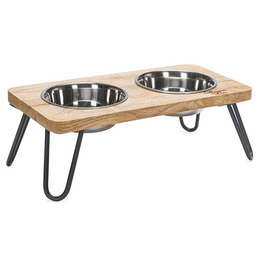 Designed by Lotte - Dinnerset LINGA für Katzen - Holz - mit 2 Edelstahl-Näpfen