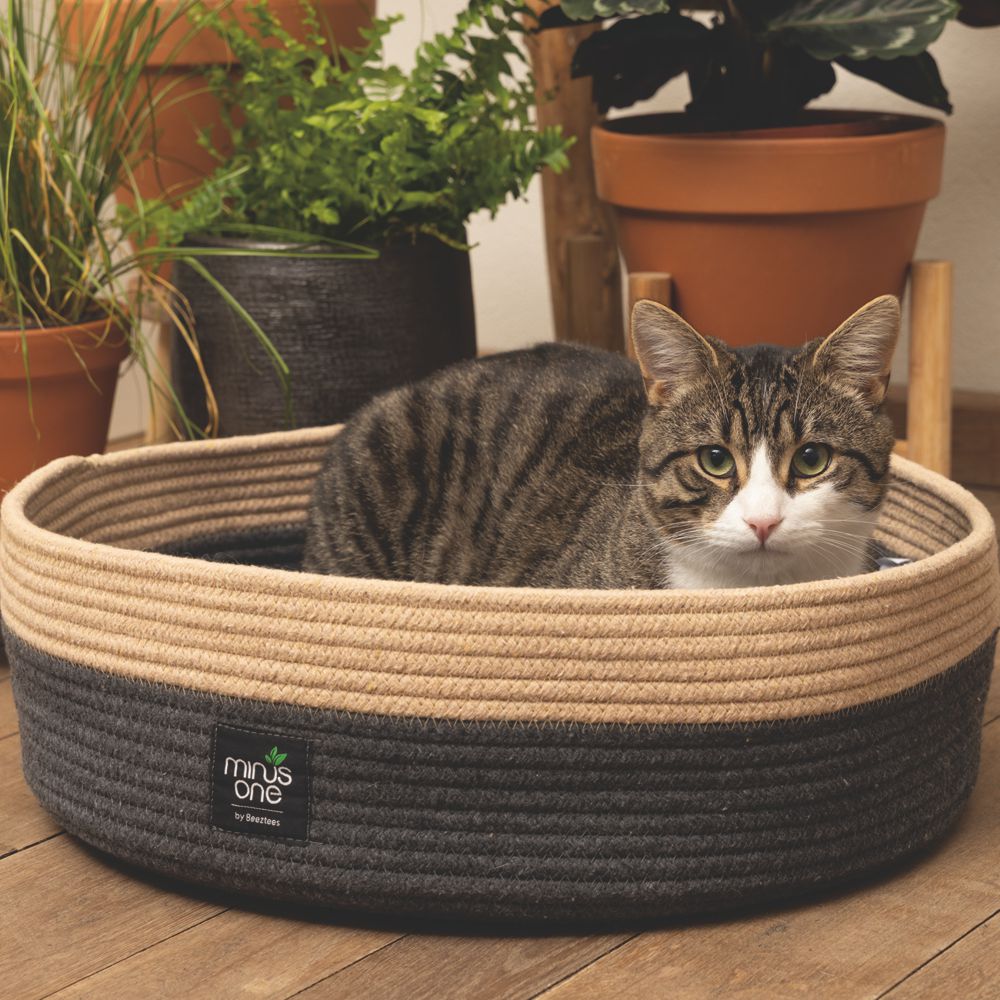 Beeztees Minus One Korb mit Kissen - Ø 45 cm - Bett Schlafplatz für Katzen