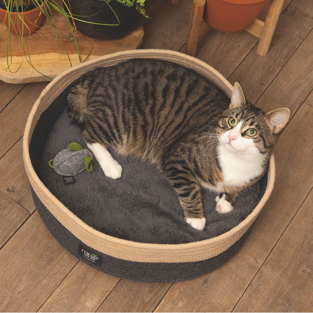 Beeztees Minus One Korb mit Kissen - Ø 45 cm - Bett Schlafplatz für Katzen