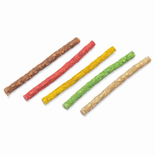 Beeztees 100 Stk Kausticks bunt 13 cm Kaurollen Kaustangen Rinderhaut Hundesnack