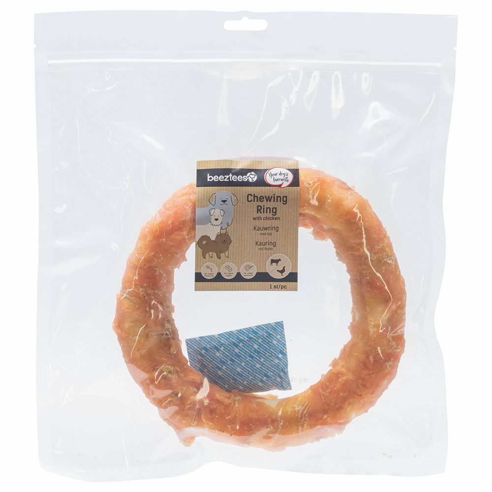 Beeztees Rinderhaut Ring - Huhn - L (1 Stück)