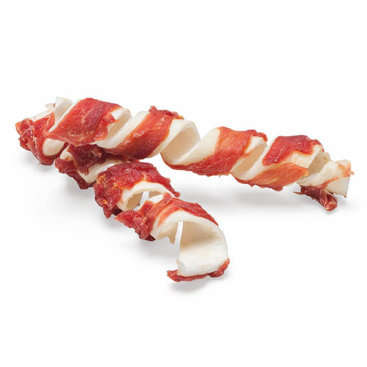 Beeztees Rinderhaut Kau-Twisters - Ente - 2 Stück - 18 cm - Hundesnack Kausnack Leckerli