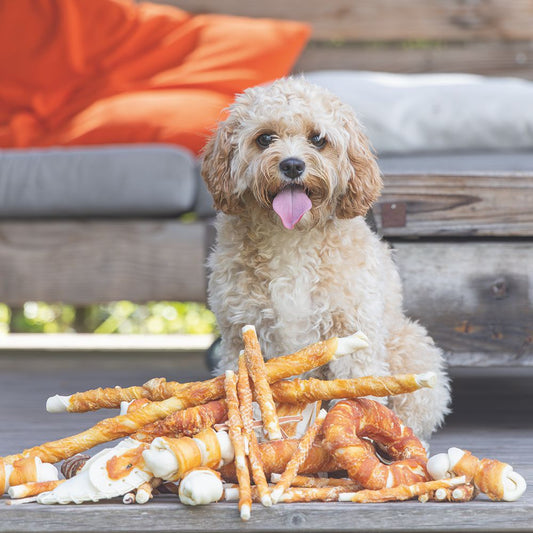 Beeztees Rinderhaut Kau-Twister - Ente - 25 cm - Hundesnack Kausnack Leckerli