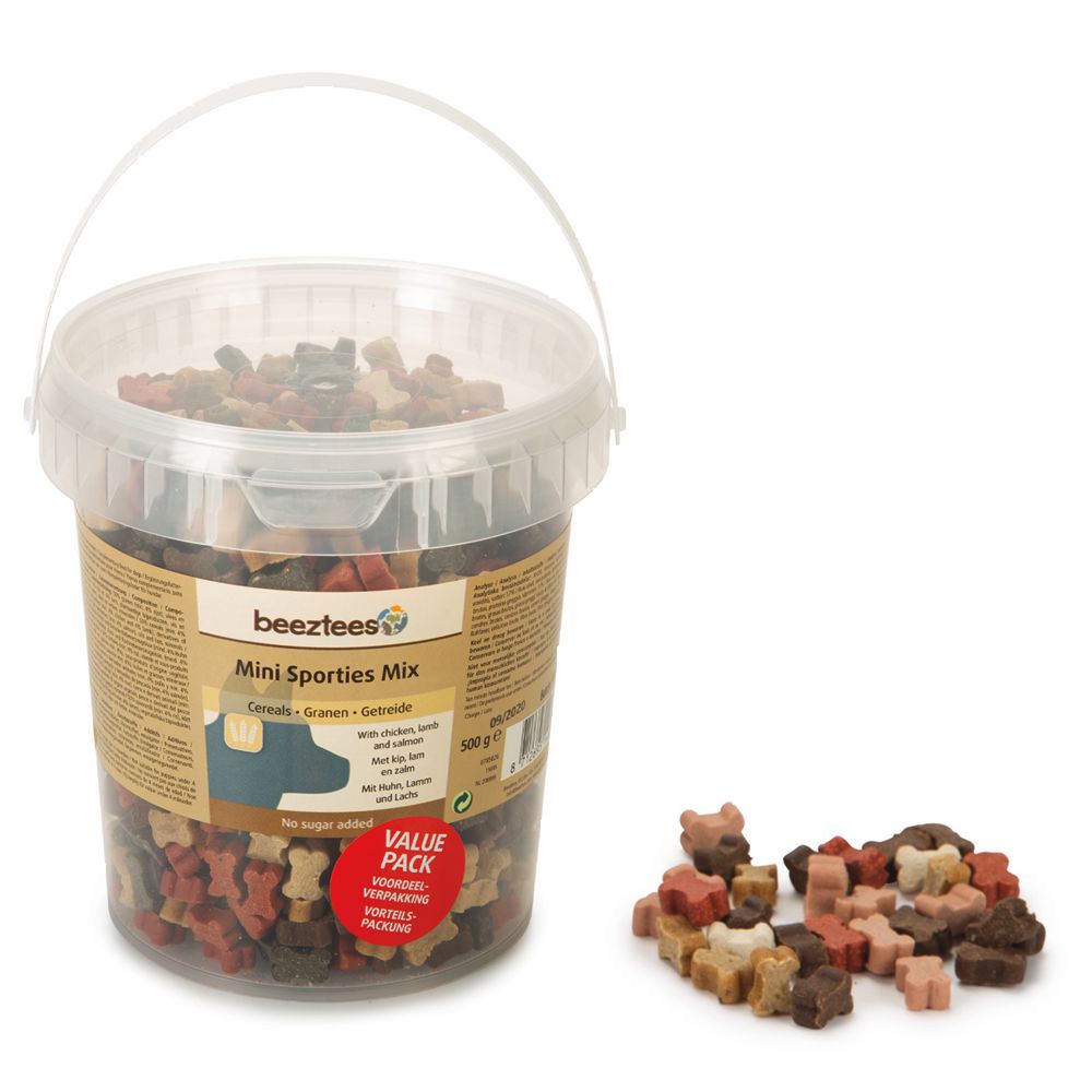 Beeztees MINI SPORTIES MIX Hundesnacks - Huhn/Lamm/Lachs/Getreide Leckerli 500g