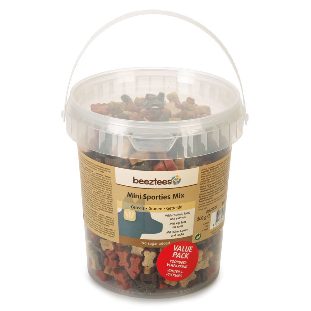 Beeztees MINI SPORTIES MIX Hundesnacks - Huhn/Lamm/Lachs/Getreide Leckerli 500g