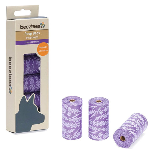 Beeztees Kotbeutel - Lavendel - 6 Rollen - 90 Stück - Vorratspack - Kottüten