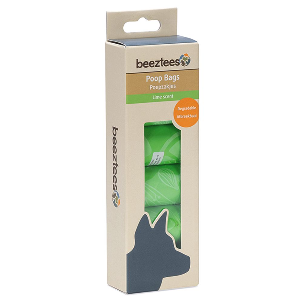 Beeztees Kotbeutel - Limette - 6 Rollen - 90 Stück - Vorratspack - Kottüten