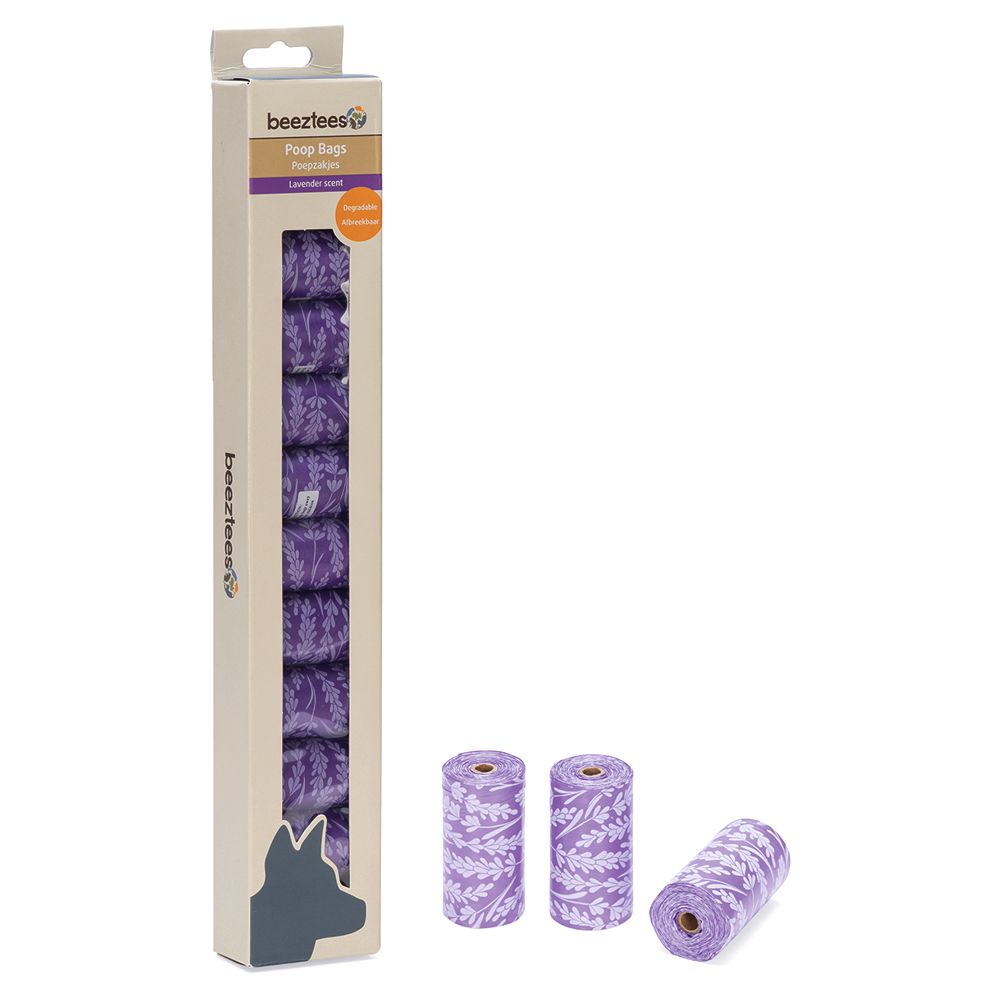 Beeztees Kotbeutel - Lavendel - 12 Rollen - 180 Stück - Vorratspack - Kottüten
