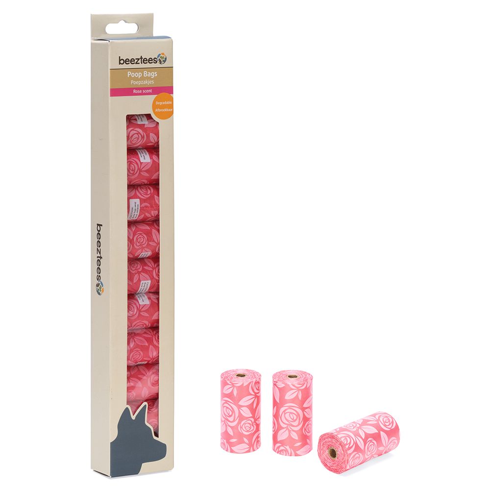 Beeztees Kotbeutel - Rose - 12 Rollen - 180 Stück - Vorratspack - Kottüten