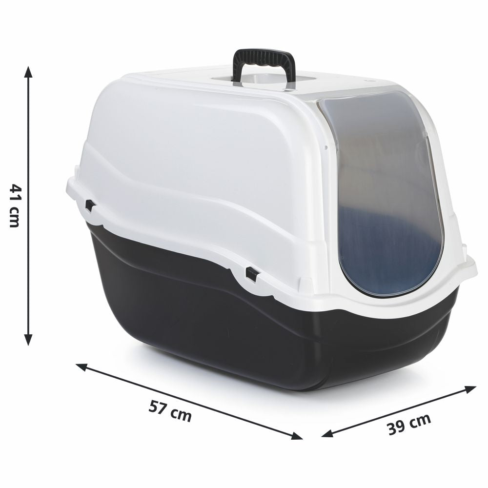 Beeztees Katzentoilette ROMEO - 57 x 39 x 41 cm - schwarz/grau/weiß - Katzenklo