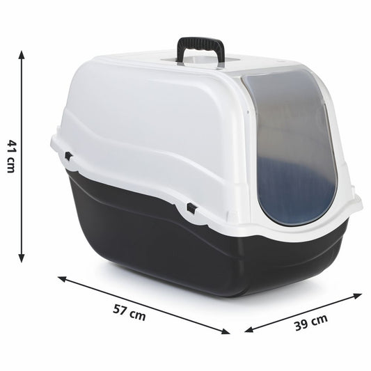 Beeztees Katzentoilette ROMEO - 57 x 39 x 41 cm - schwarz/grau/weiß - Katzenklo