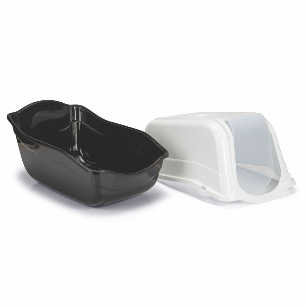 Beeztees Katzentoilette ROMEO - 57 x 39 x 41 cm - schwarz/grau/weiß - Katzenklo