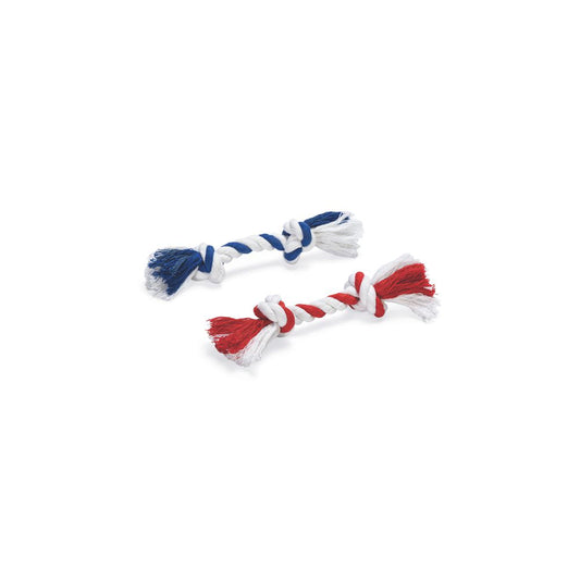 Beeztees Knotenseil S/M/L/XL - blau/rot Baumwoll-Seil Zerrspiel Spieltau Kauseil