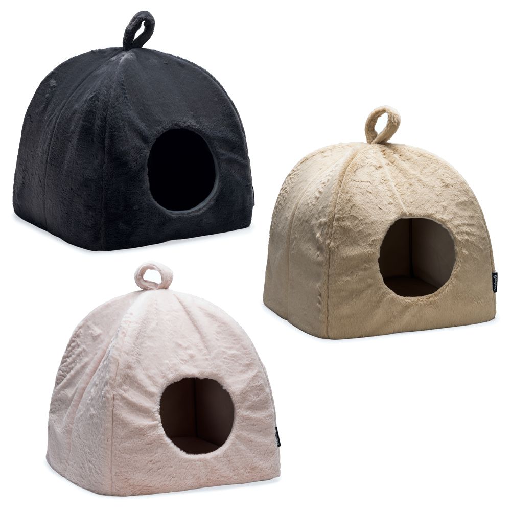 Beeztees Plüsch-Katzenhöhle MOZA - 40x40 cm - Katzenhaus Katzenbett Kuschelhöhle