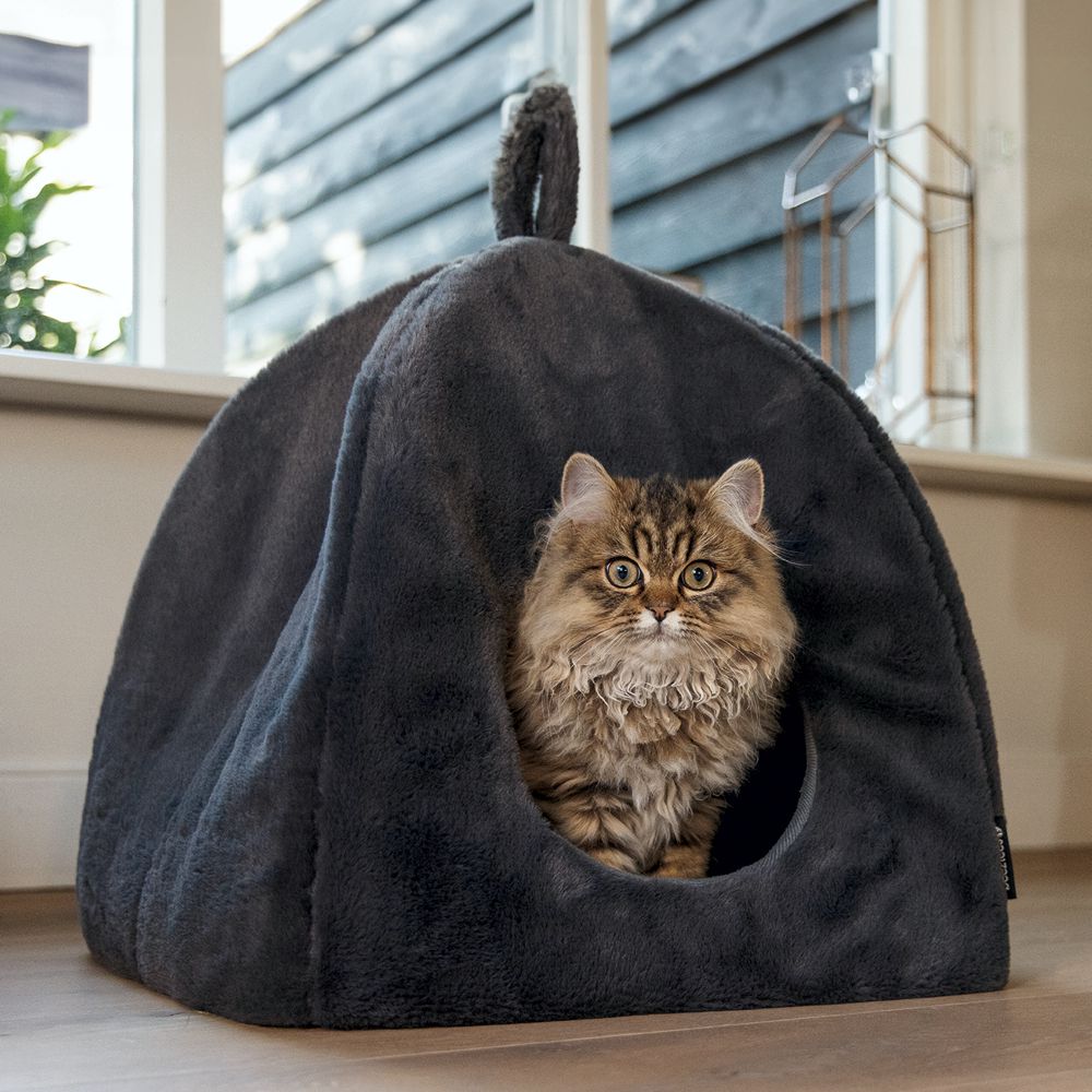 Beeztees Plüsch-Katzenhöhle MOZA - 40x40 cm - Katzenhaus Katzenbett Kuschelhöhle