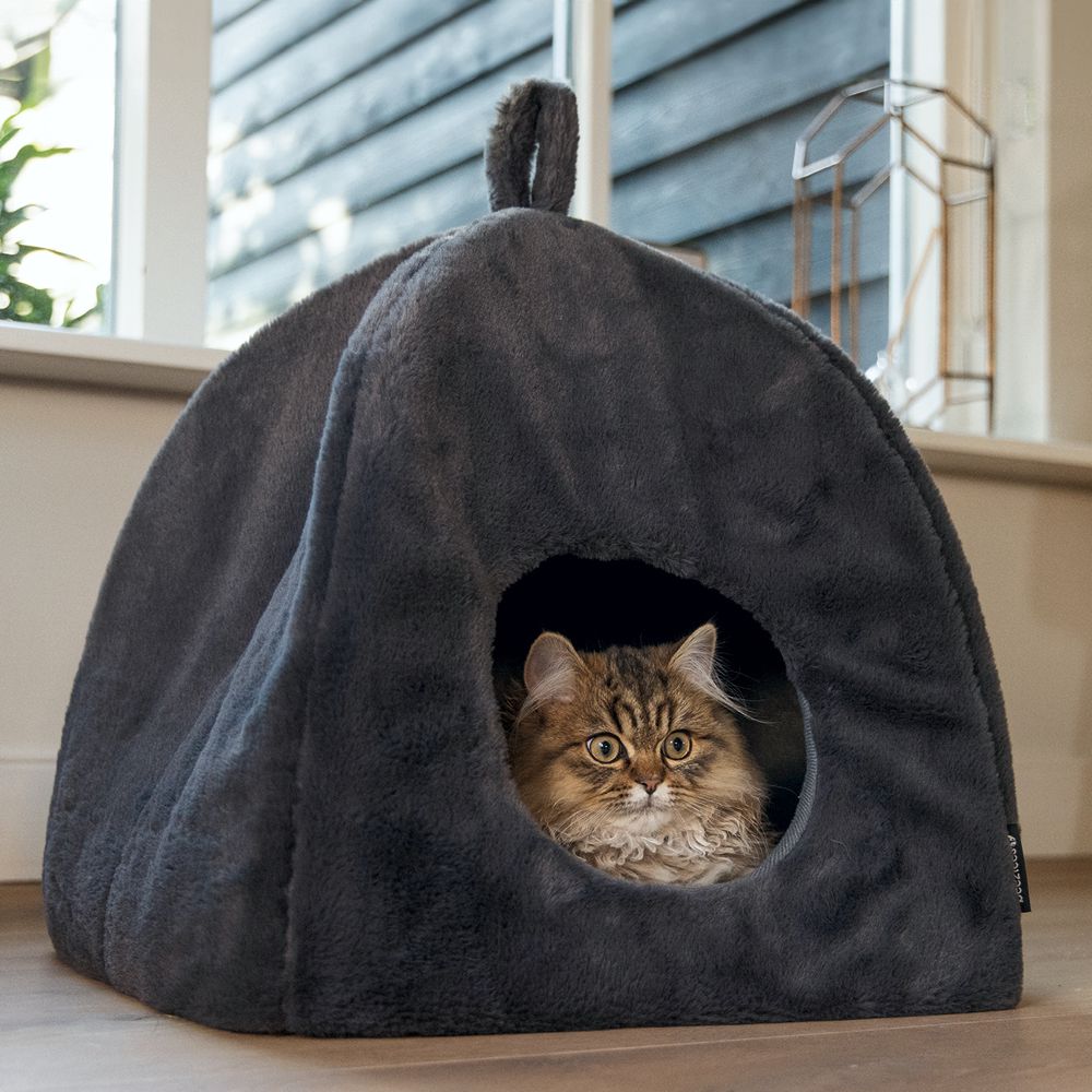 Beeztees Plüsch-Katzenhöhle MOZA - 40x40 cm - Katzenhaus Katzenbett Kuschelhöhle