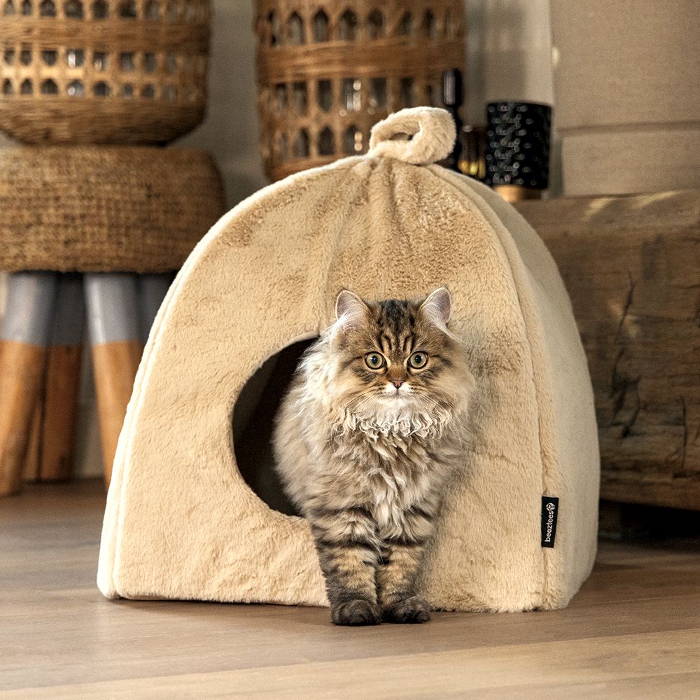 Beeztees Plüsch-Katzenhöhle MOZA - 40x40 cm - Katzenhaus Katzenbett Kuschelhöhle