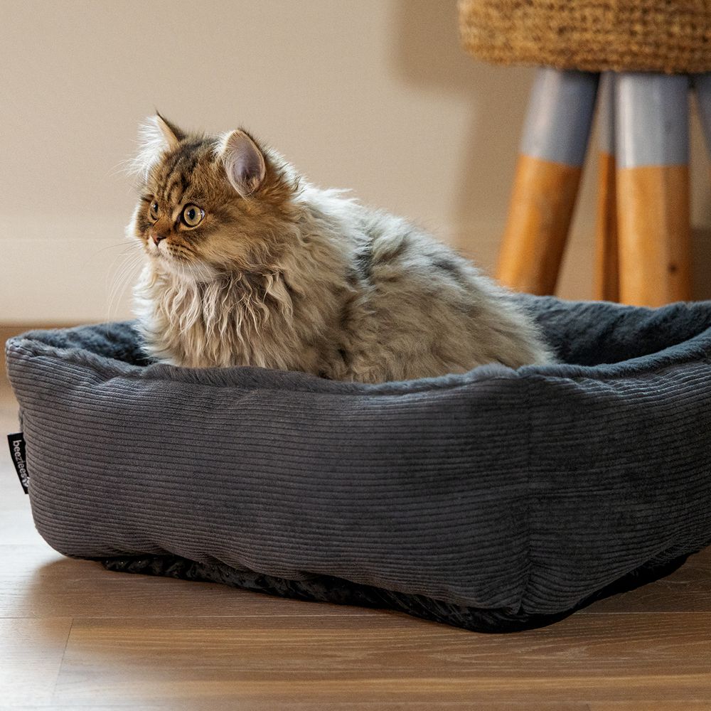 Beeztees Plüsch-Katzenbett MOZA - 48x37x15 cm - Schlafplatz Kuschelbett Katzen
