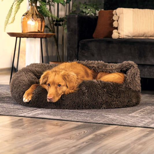 Beeztees Hundebett YALA braun - 50/60/70/80 cm Donut Höhle Hundekorb Schlafplatz