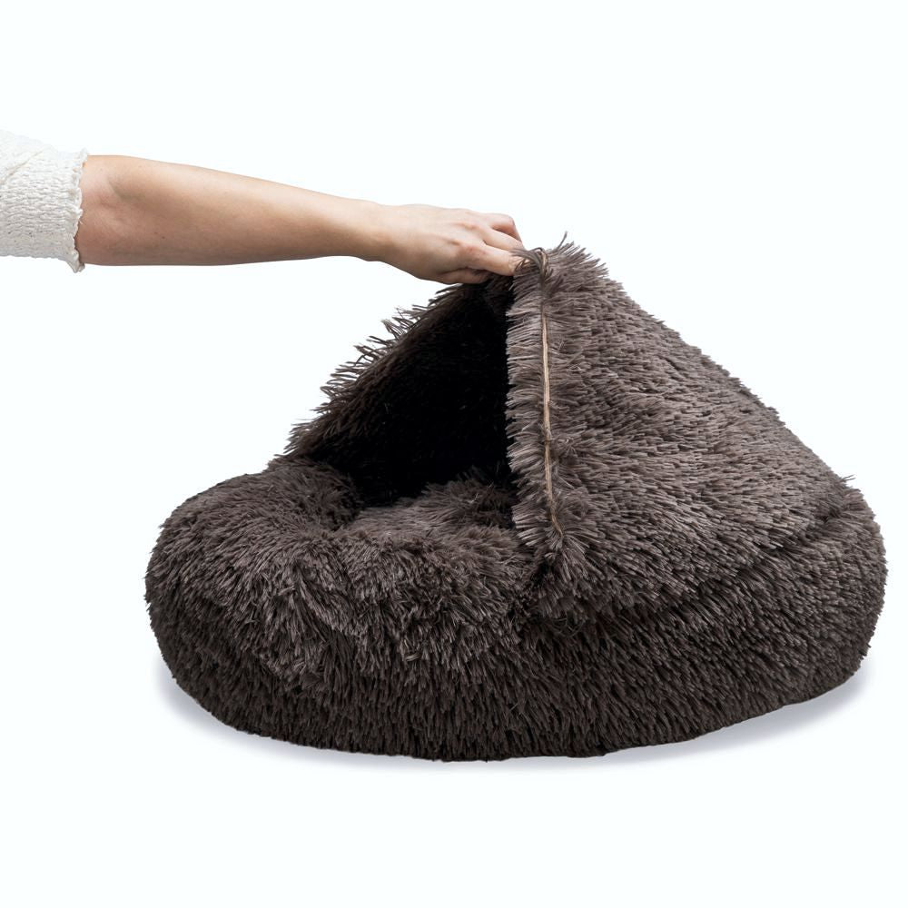 Beeztees Hundebett YALA braun - 50/60/70/80 cm Donut Höhle Hundekorb Schlafplatz