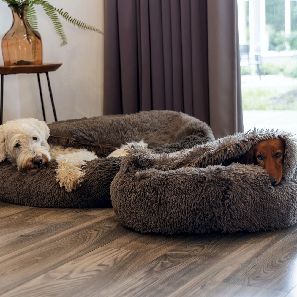 Beeztees Hundebett YALA braun - 50/60/70/80 cm Donut Höhle Hundekorb Schlafplatz