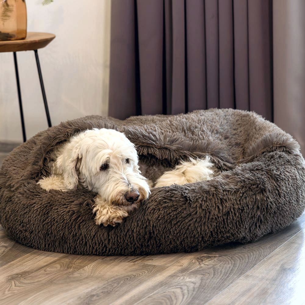 Beeztees Hundebett YALA braun - 50/60/70/80 cm Donut Höhle Hundekorb Schlafplatz