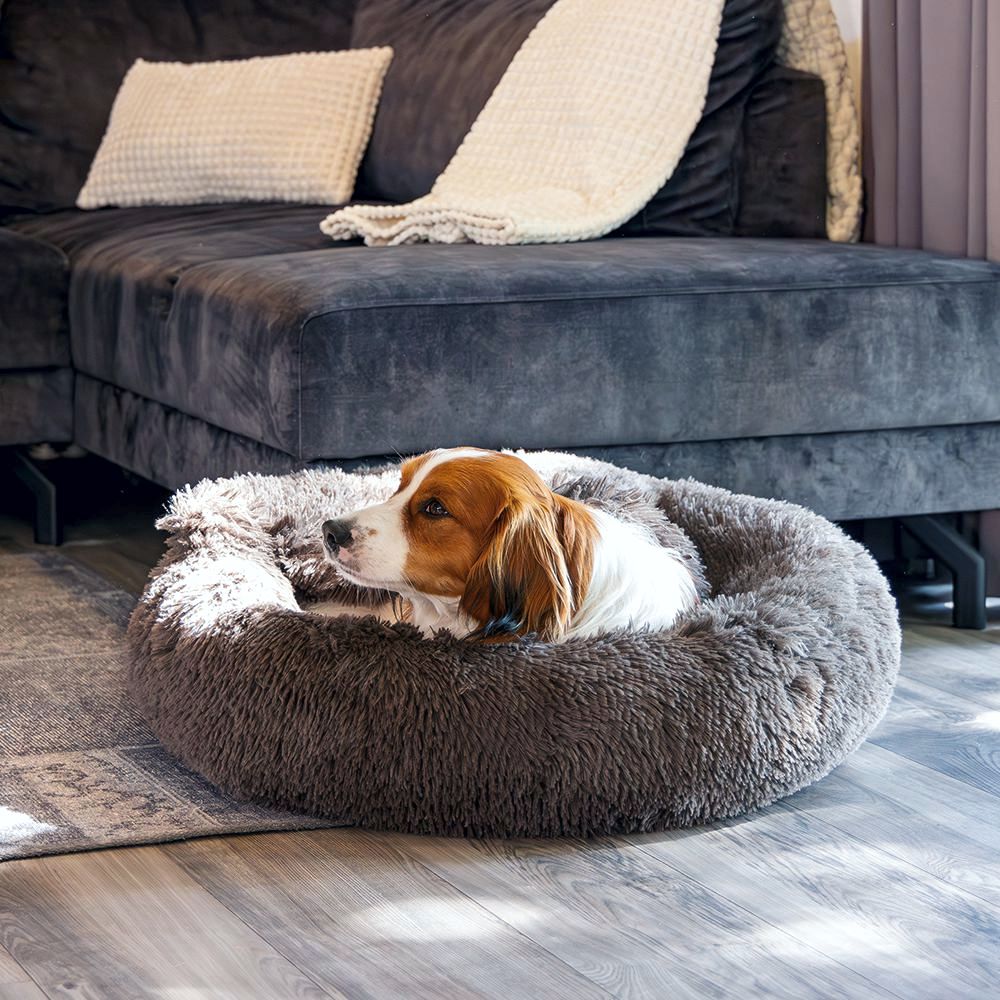 Beeztees Hundebett YALA braun - 50/60/70/80 cm Donut Höhle Hundekorb Schlafplatz