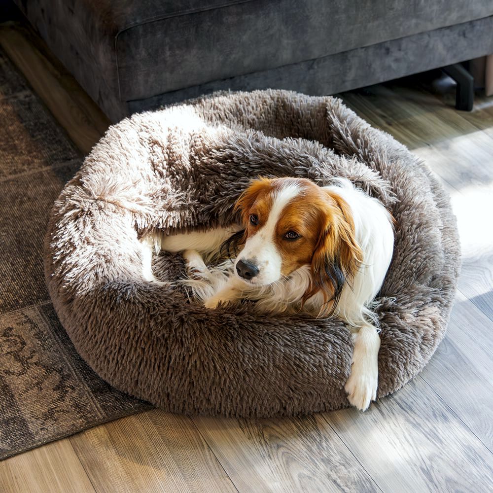 Beeztees Hundebett YALA braun - 50/60/70/80 cm Donut Höhle Hundekorb Schlafplatz