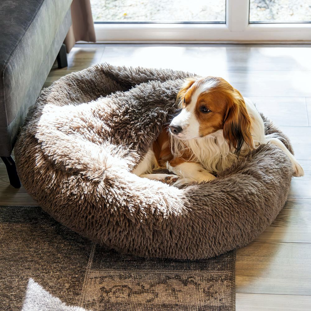 Beeztees Hundebett YALA braun - 50/60/70/80 cm Donut Höhle Hundekorb Schlafplatz