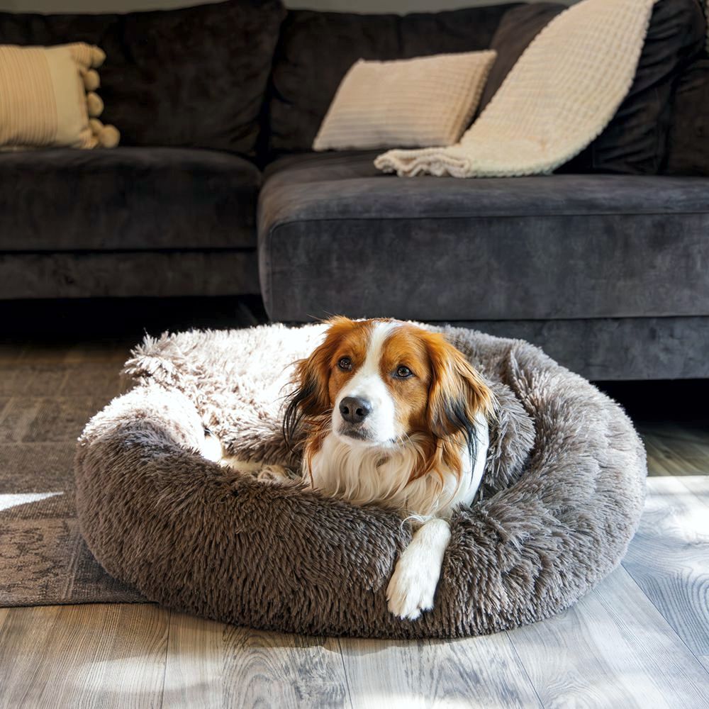Beeztees Hundebett YALA braun - 50/60/70/80 cm Donut Höhle Hundekorb Schlafplatz